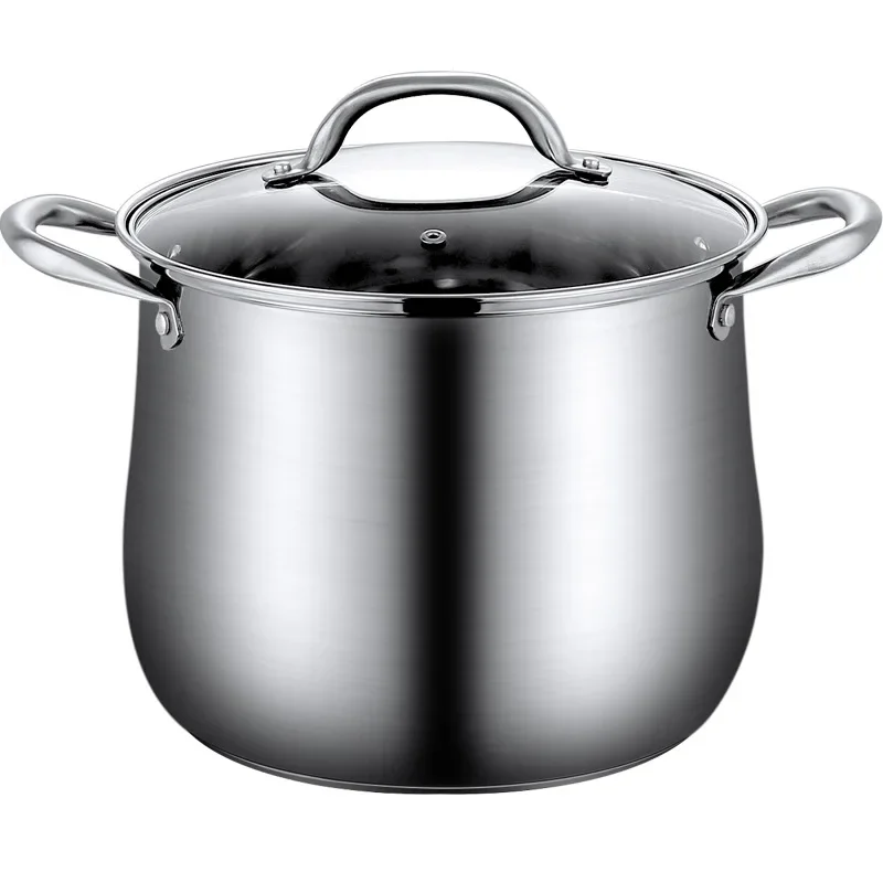 Certified 304 Stainless Steel 5L/7L Kitchen Saucepot Interior Circulation Anti-overflow Stockpot with Tempered Glass Cover