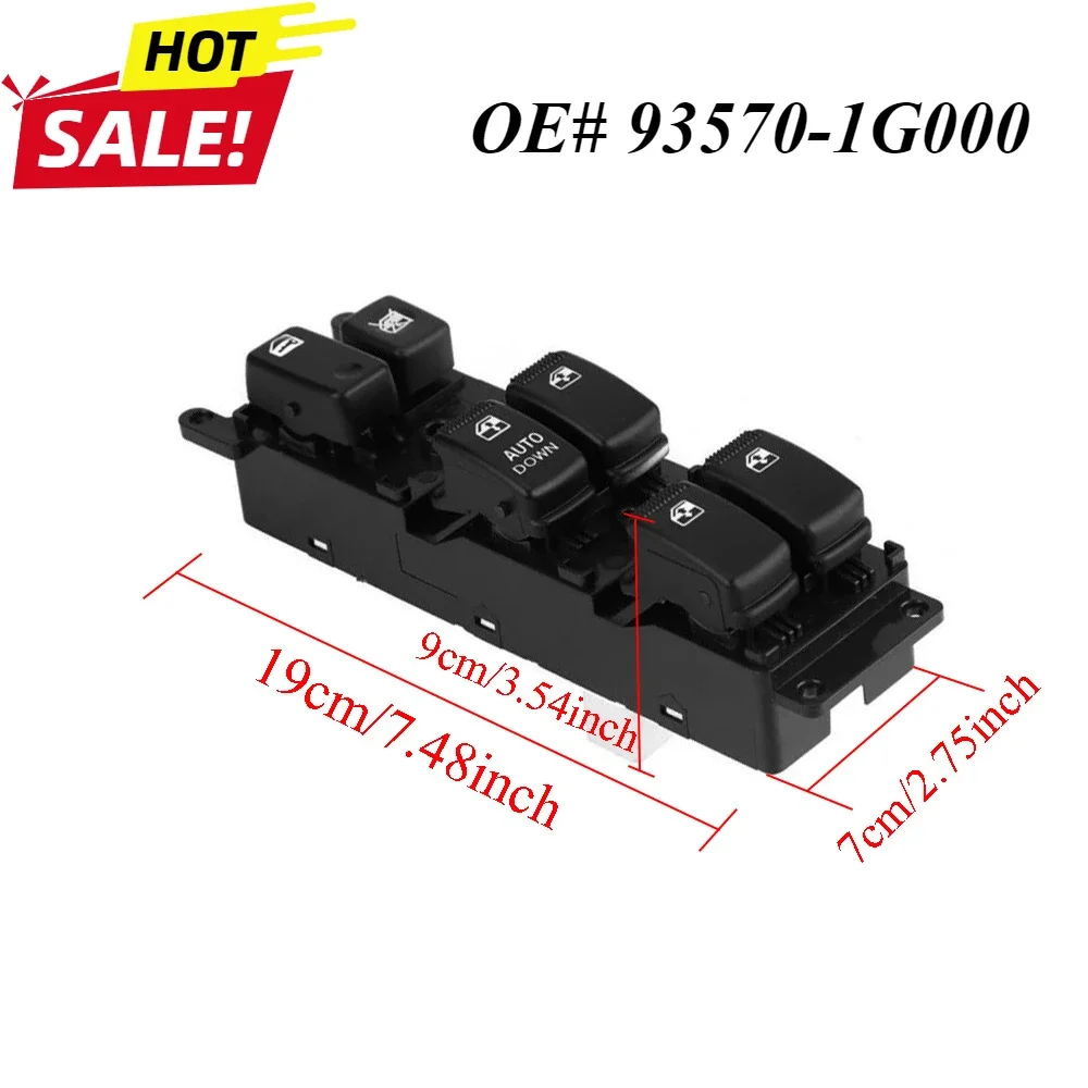 Ajuste para KIA RiO Hybrid 2006-2010 interruptor principal de ventanilla eléctrica del lado del conductor delantero izquierdo interruptor principal de ventanilla eléctrica 93570-1G000