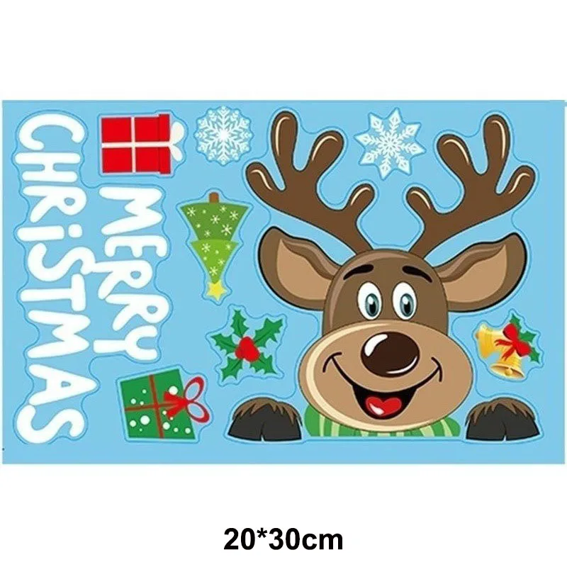 Christmas Window Clings Winter Snowflake Window Stickers Reusable Xmas Santa Elk Snowman Window Decals Window Decors for Home