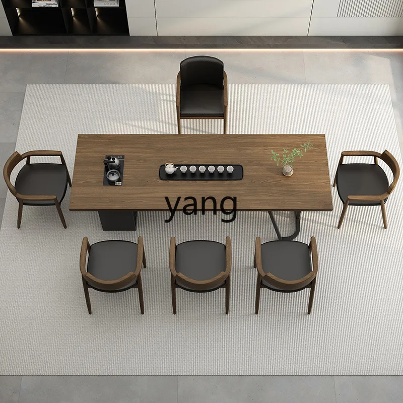 LTT solid wood tea table and chair combination modern simple integrated kung fu tea table household living room tea table