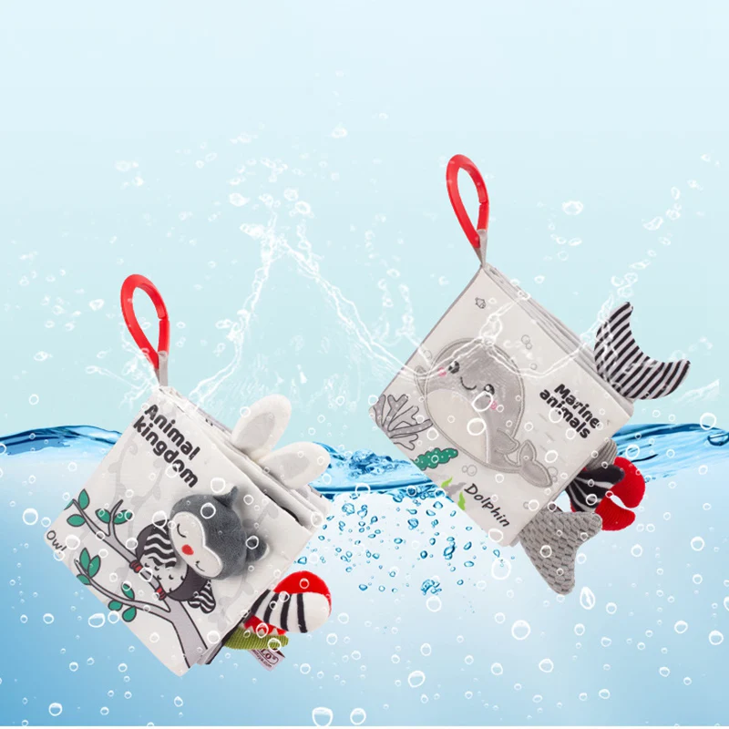 Книга с датчиком Монтессори для раннего обучения, детская книга, контрастное визуальное возбуждение, игрушки для новорожденных, черно-белые животные