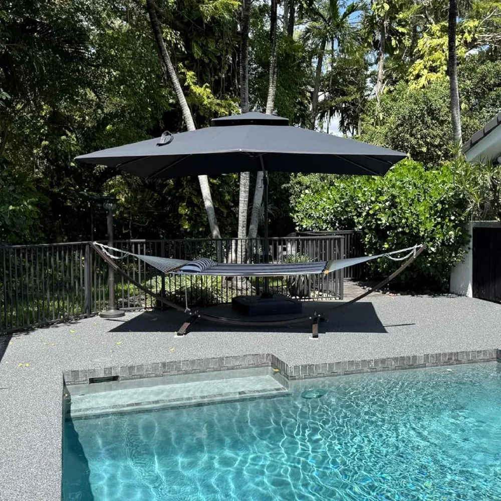 9' X 12' Cantilever Patio Umbrella Outdoor Umbrella with 280lbs Base Large Rectangular Windproof Offset Umbrella, Customized