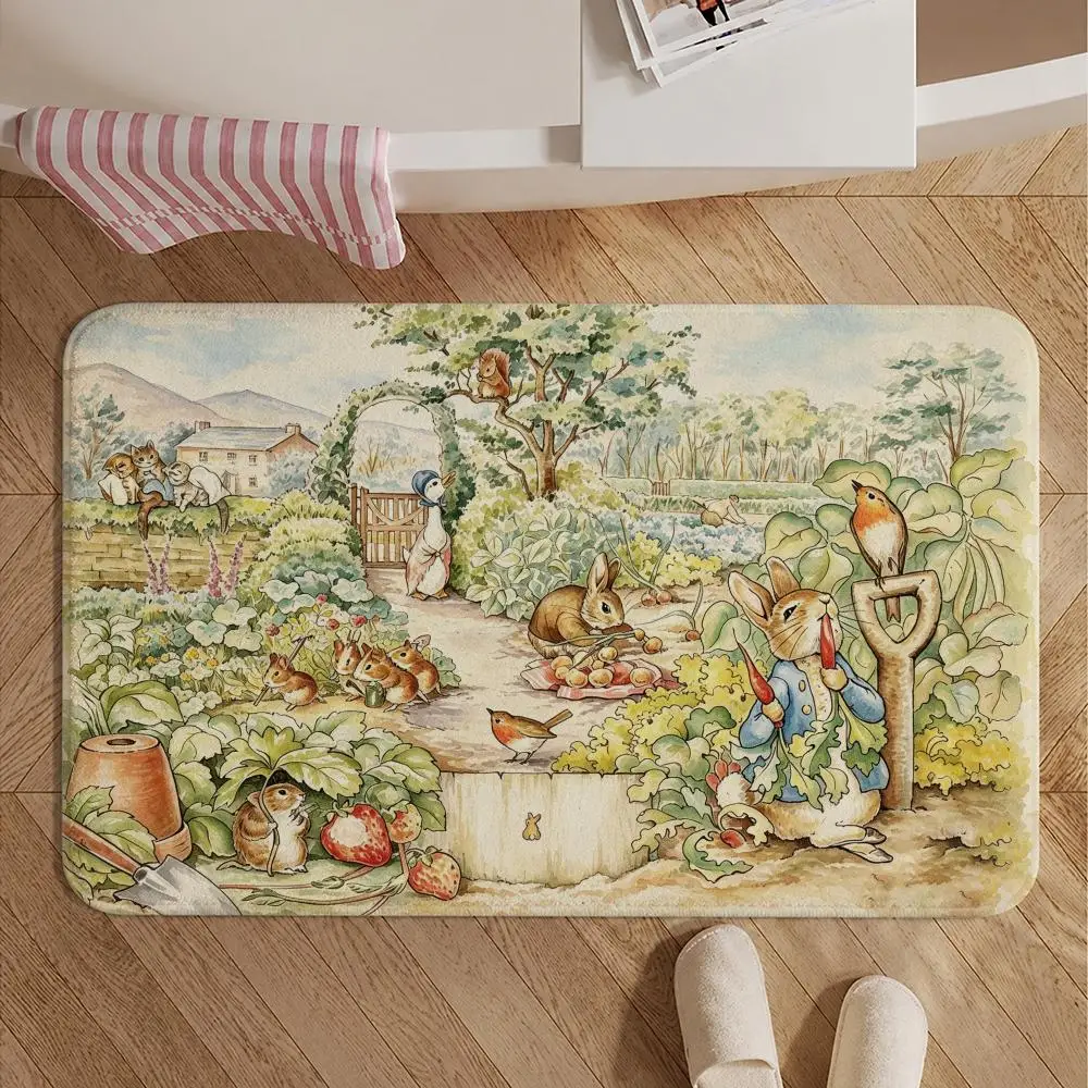 IP-Peter RabbitS Floor Mat Soft Non-Slip Bath Mat, Bedside Carpet, Absorbent Doormat for Home