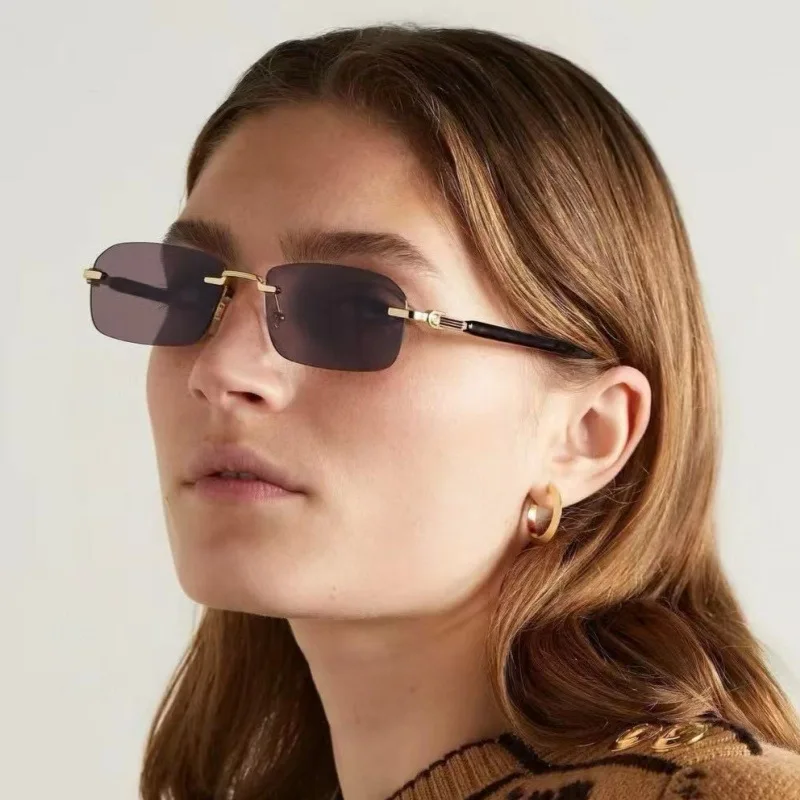 

New Square Rimless Sunglasses UV400 Protection Unisex Polarized Driving Shades Men Women Fashion Designer Sun Glasses