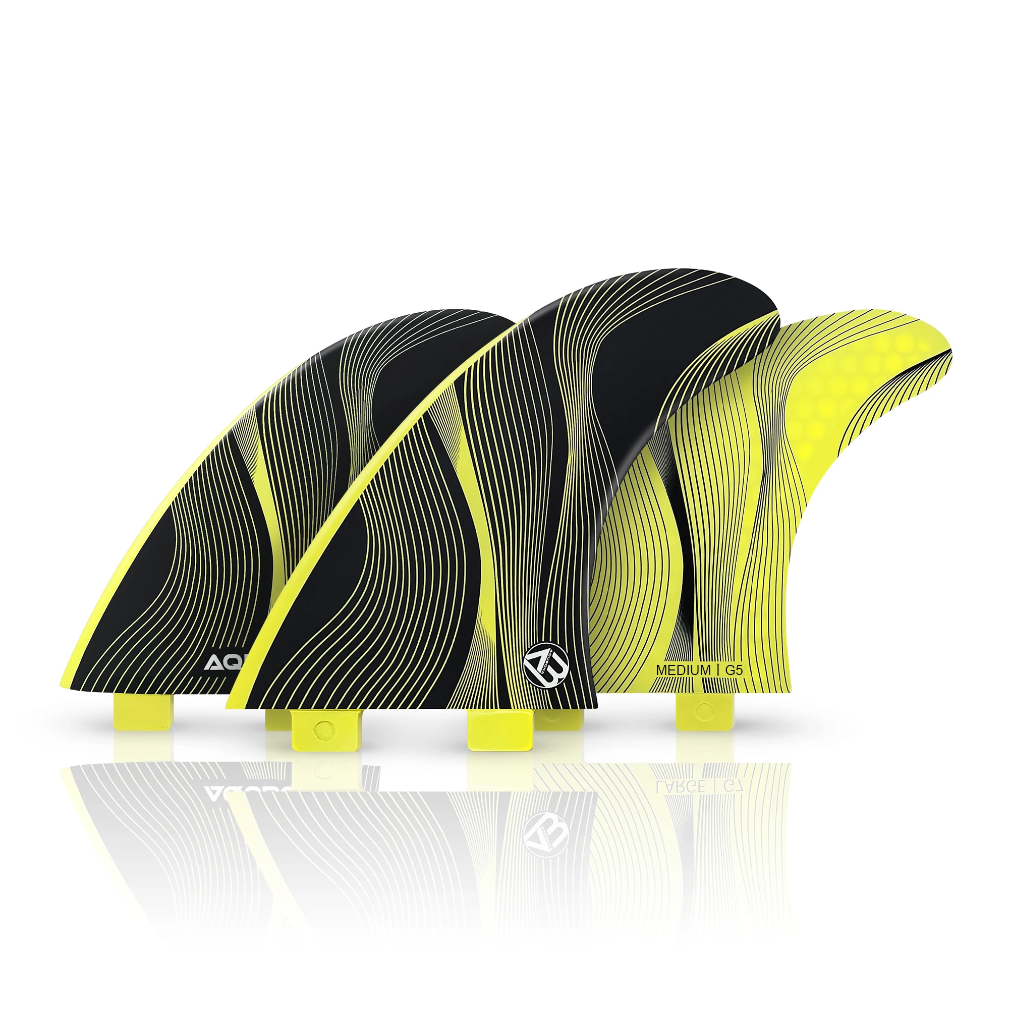 

AQUBONA High-Performance Surfboard Fins Made of Premium Honeycomb Glass Fiber M/L Sizes - Compatible with Dual Tab & Single Tab