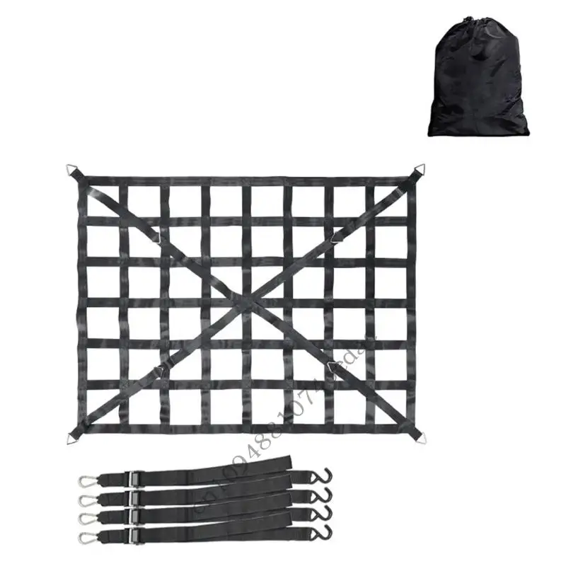 

0XXC Truck Bed Cargo Barrier Net With S Hooks For Secure Transport In Pickups And SUVs