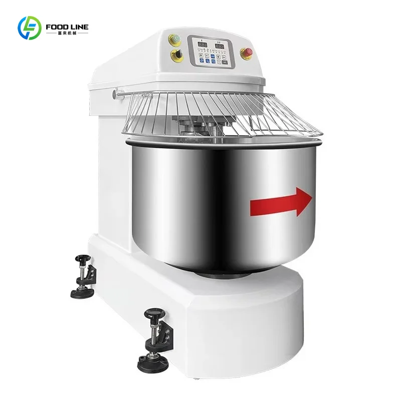 Custom Industrial Automatic Wheat Flour Spiral Mixer Stainless Steel Body Commercial Baking Dough Processing Equipment