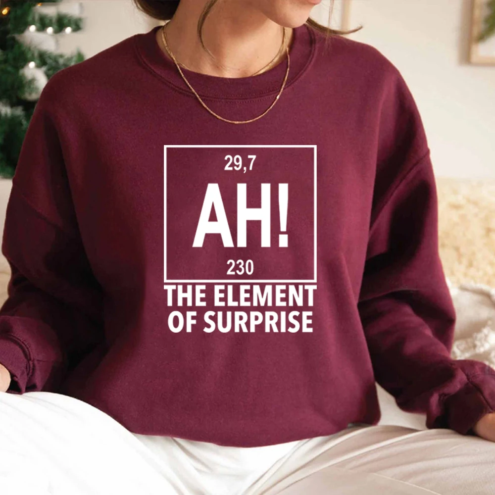 

Свитшот «Ah The Element of Surprise» с надписью «Hail Mary», худи с химическим шутливым принтом, унисекс, с круглым вырезом, подарок для фанатов