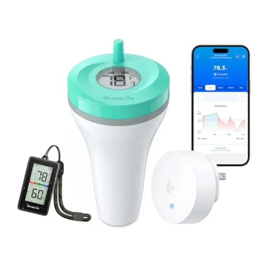 

Smart Wireless Pool Thermometer P2 with Outdoor Thermometer H5171 for Swimming, Camping, Bath: IP68/IP65 Waterproof, Easy-Readi