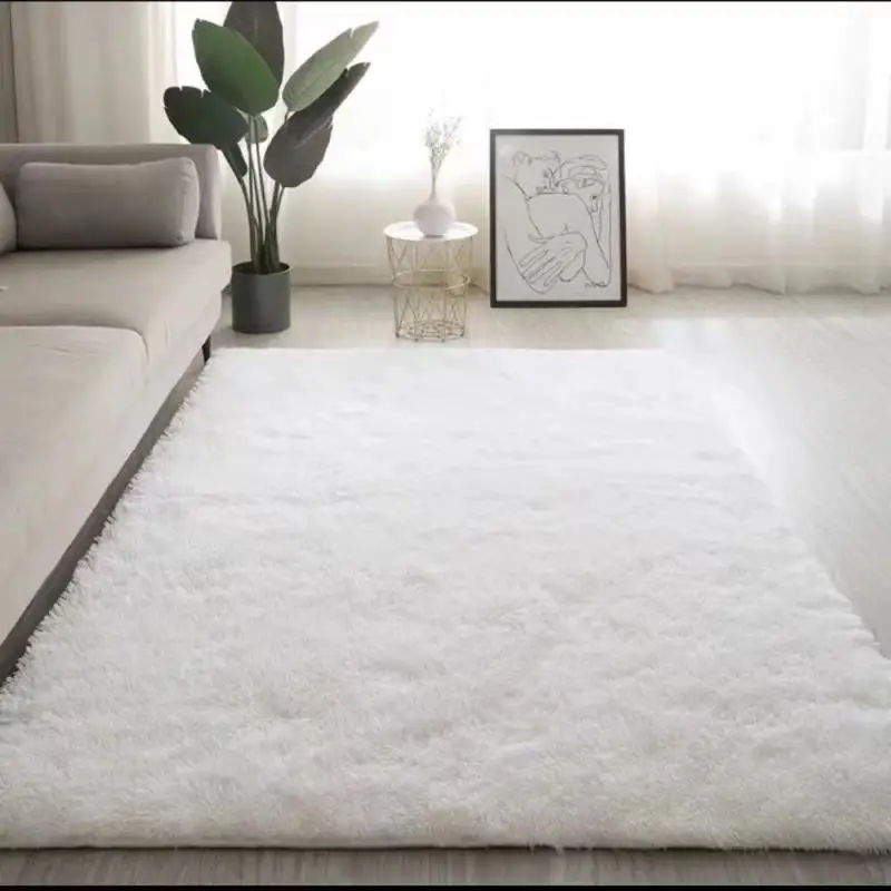 VIKAMA White Silk Wool Rug Pad Bedroom Living Room Children\'s Room Home Decor Soft and Fluffy Machine Washable Anti-slip