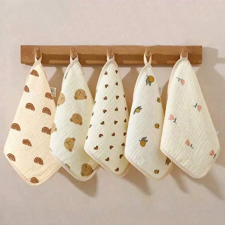 5Pcs Baby Towels Face Towels Ultra-Soft and Comfortable Newborn Square Towels Multifunctional and Versatile Washable Soft