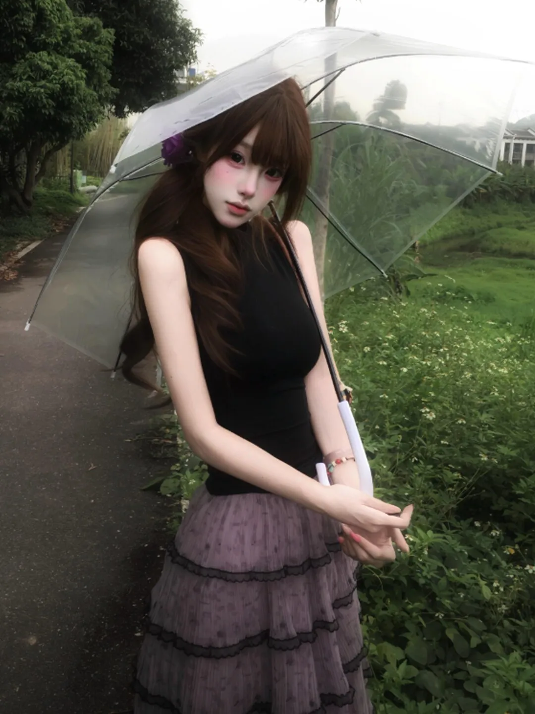 

Korean Style High-End Sensation Matching Set Unique Beautiful Sleeveless Top Half-length Skirt Two-piece Set Summer New Arrival