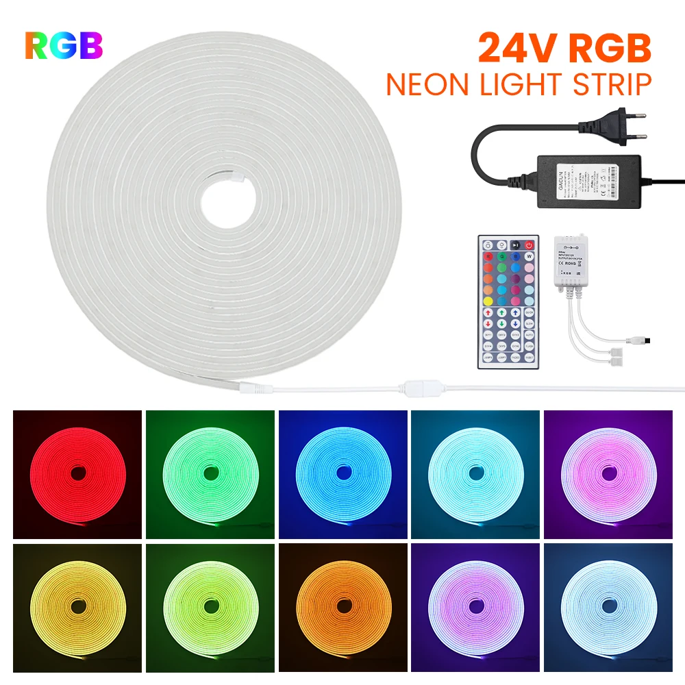 

24V RGB Led Neon Strip Light 108LEDs Flexible Tape DIY Neon Sign Bluetooth APP IR Remote Control Waterproof Lamp for Room Decor