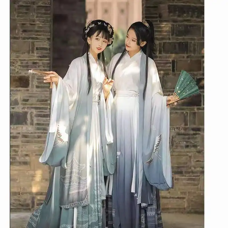 Men/Women Hanfu Chinese Ancient Traditional Blue Outfit Fantasia Couples Cosplay Costume Fancy Couple Dress for Men and Women