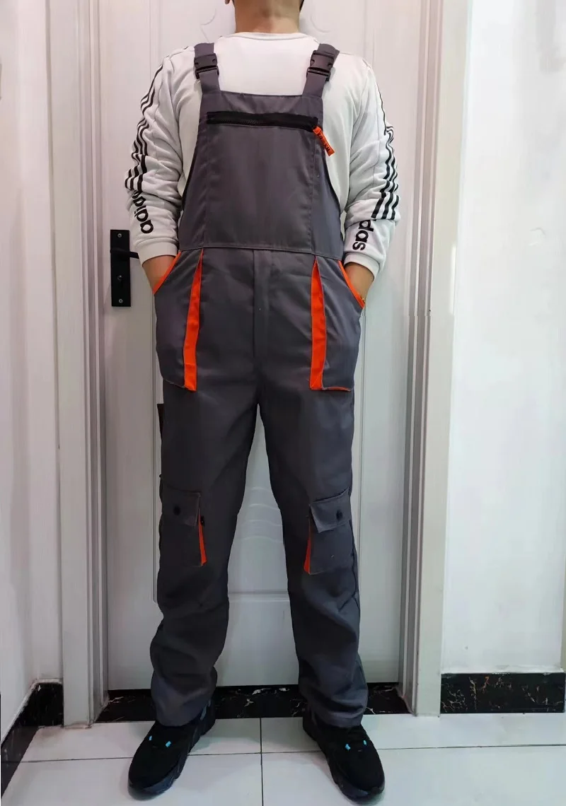 Men Long Sleeve Cargo Overalls Bib Pants Suspenders Pockets Rompers Jumpsuit overol hombre Coveralls Plus Size S-5xl Dungarees