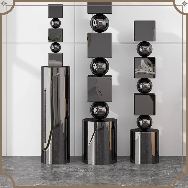 X-S Hotel Lobby Landscape Decorative Sculpture,Stainless Steel Stone Decoration At The Door Pool, Waterscape HG
