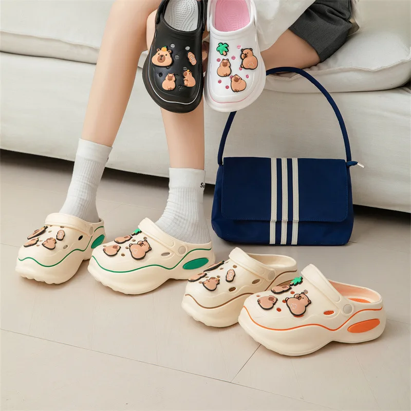 2026 New Cartoon Kapibara Cartoon Accessories Clogs Women's Slippers Summer Eva Slippers Wear Girls Beach Shoes 5cm Eva Sandals