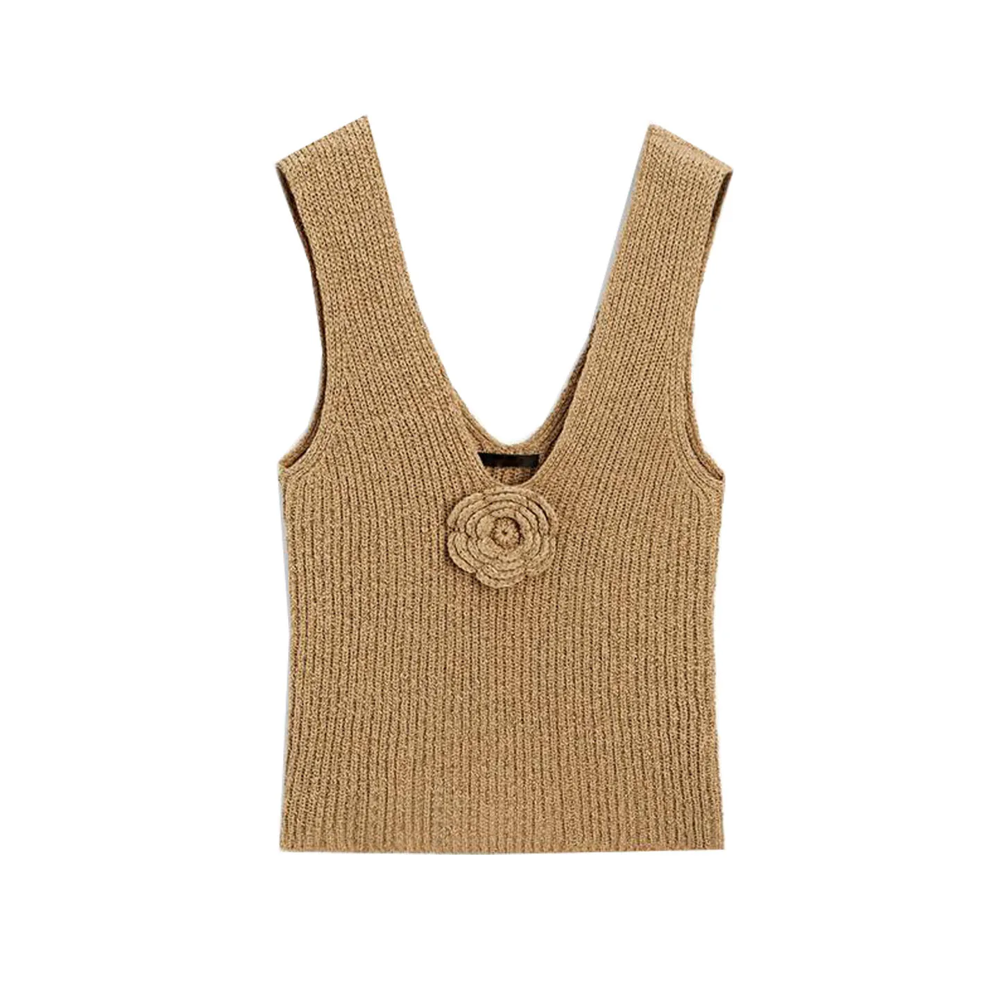 Sommer Neue frauen Gestrickte V-ausschnitt Weste Strap Top Floral Fraance Sle Island Vaion Licht Luxus Polyester Faser