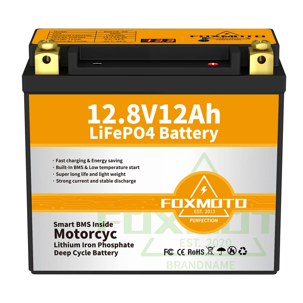 FOX20L-BS 12.8V 153.6Wh CCA 680A BMS Motorcycle Start Battery 12.8V Lithium iron Phosphate Scooter LiFePO4 Batteries YTX20L-BS