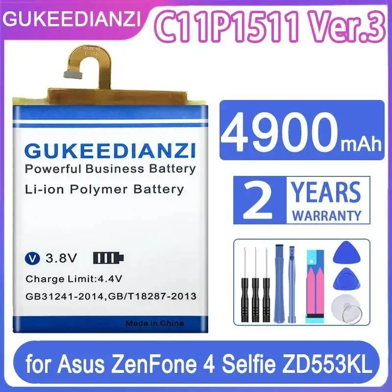 

Mobile Phone Battery Long-Lasting For Asus Zenfone 4 Selfie ZD553KL C11P1511 Round Bend Cable 4900Mah