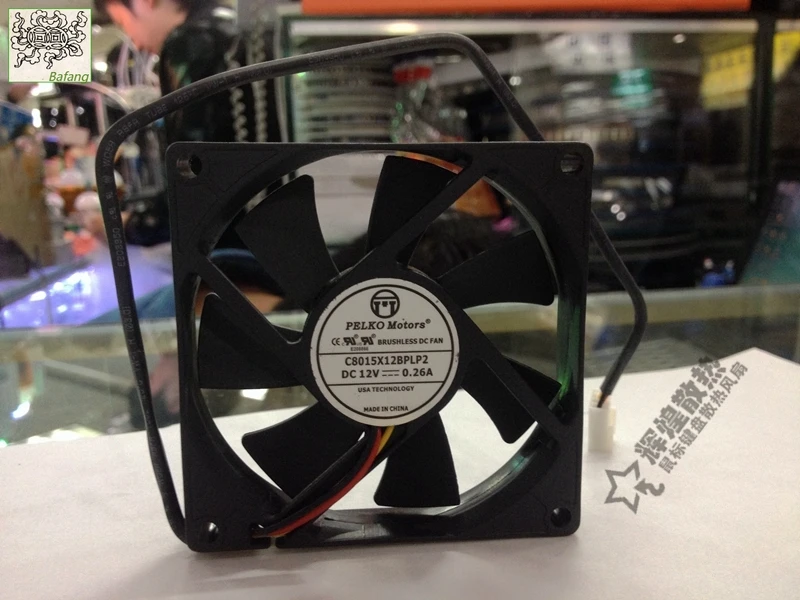 

jinlingge For PELKO Motors C8015X12BLP2 8015 12V 0.26A 8CM 3PIN cooling fan