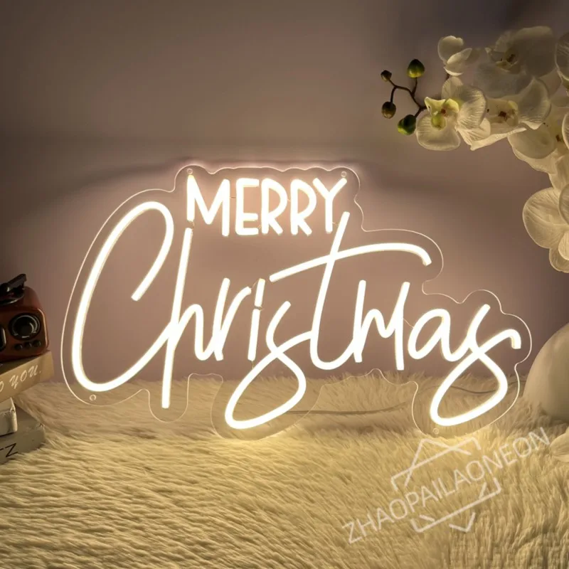 Merry Christmas Neon Sign For Wall Decor Christmas Tree LED Light Bedroom Decoration Stars For Home Party Bar Club Dimmable Gift
