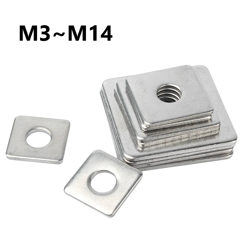 M3 M4 M5 M6 M8 M10 M12 M14 Square Flat Washers 304 Stainless Steel Flat Pad Spacer Gaskets