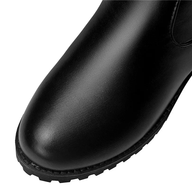 Plus Size Winter Women Mid-calf Boots Red Black Concise Party Office Ladies Round Toe Low Square Heels Zipper Riding Half Boots