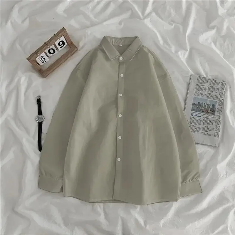 11-kolorowe koszule damskie Vintage Solid Office Lady Baggy Streetwear Odzież Harajuku Temper Minimalistyczny Casual Daily Basics 2023