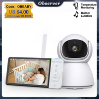 5inch Video Baby Monitor 720p Crying Detection Large Capacity Battery New Baby Audio PTZ Camera IR Night Vision Nanny Babyphone