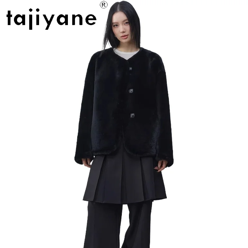 TAJIYANE Natural Merino Wool Sheepskin Double Faced Fur Jackets Woman Stylish Real Fur Coat 2026 Winter Clothes Women fourrure