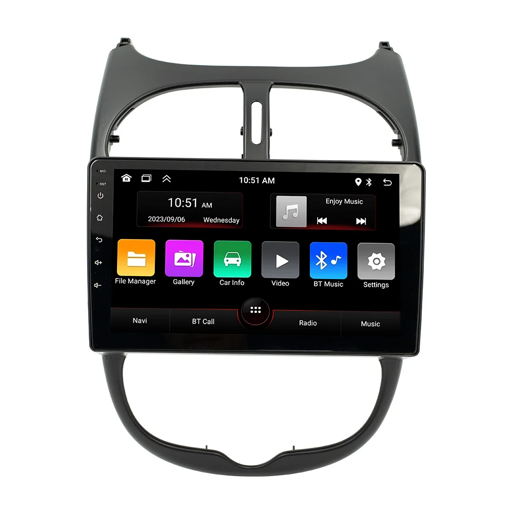 Wireless CarPlay Android Auto 9 inch Car Multimedia Player GPS WiFi Bluetooth For Peugeot 206 2001-2016