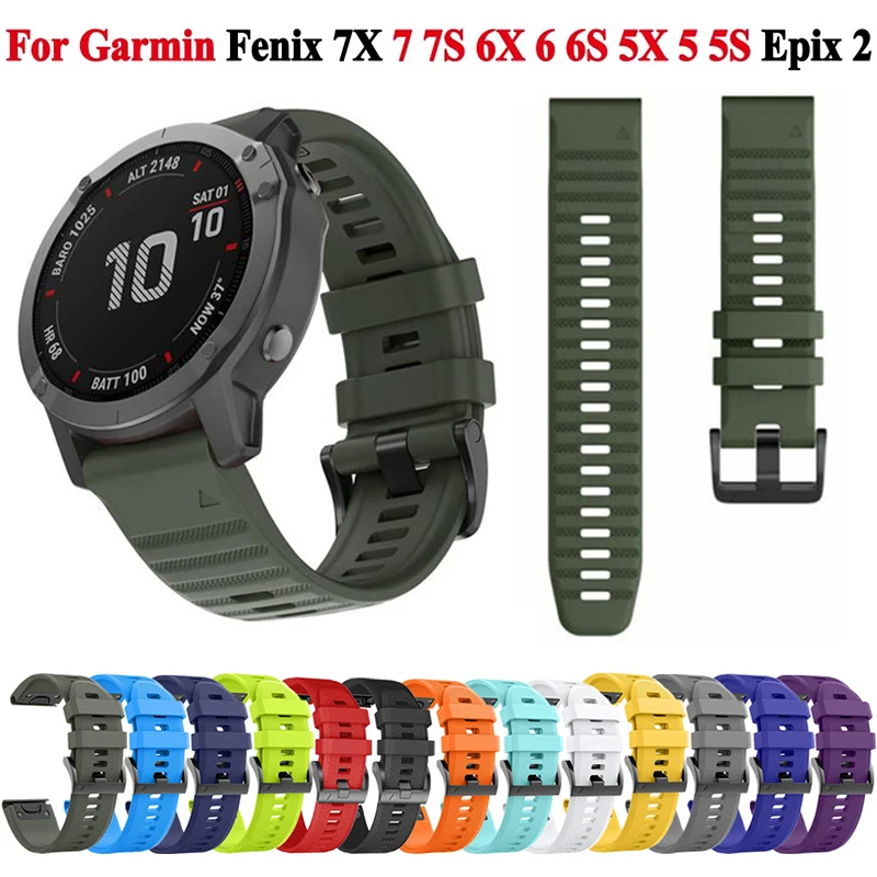 20mm 22mm 26mm Watch Straps for Garmin Forerunner 945/935/735/645/630/620 Watch Strap Silicone Watchband for Fenix 7 7X 7S 6S 6X