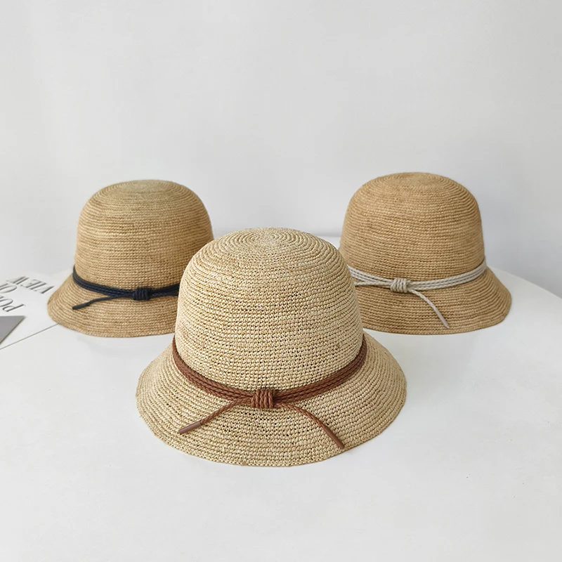 

High Class Harajuku Style Natural Raffia Straw Hat Leisure Outing Beach Hat For Women Sunshade Panama Hat Girls Bucket Hat