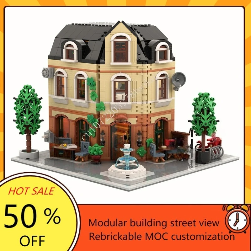 2054PCS Café de Provence Modular MOC Creative street view Model Custom Puzzles Architecture DIY Education Assembly Model Gift