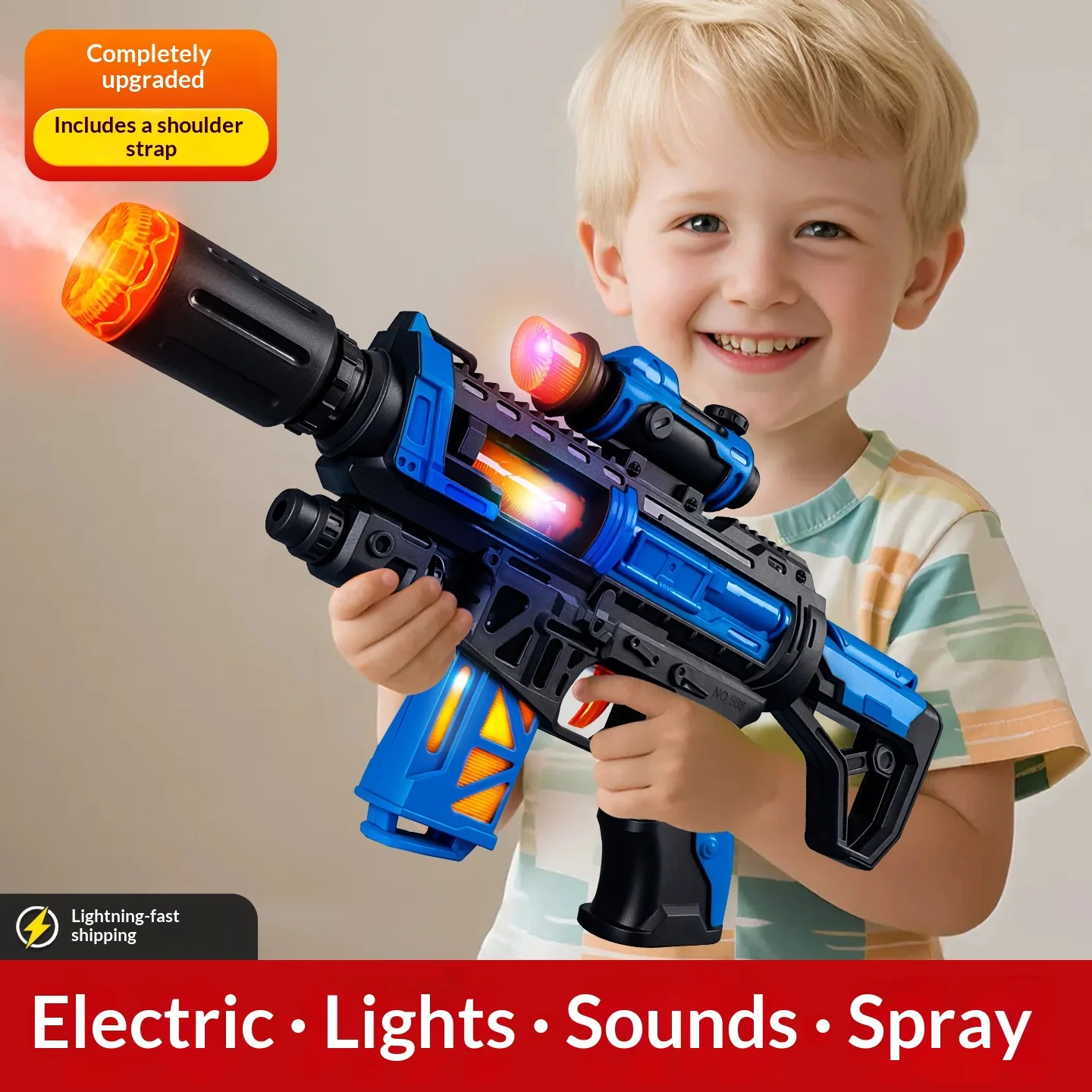 

Camouflage Electric Toy Gun with Sound & Light, Cool Spray Submachine Gun, Music & Light Toy for Boys