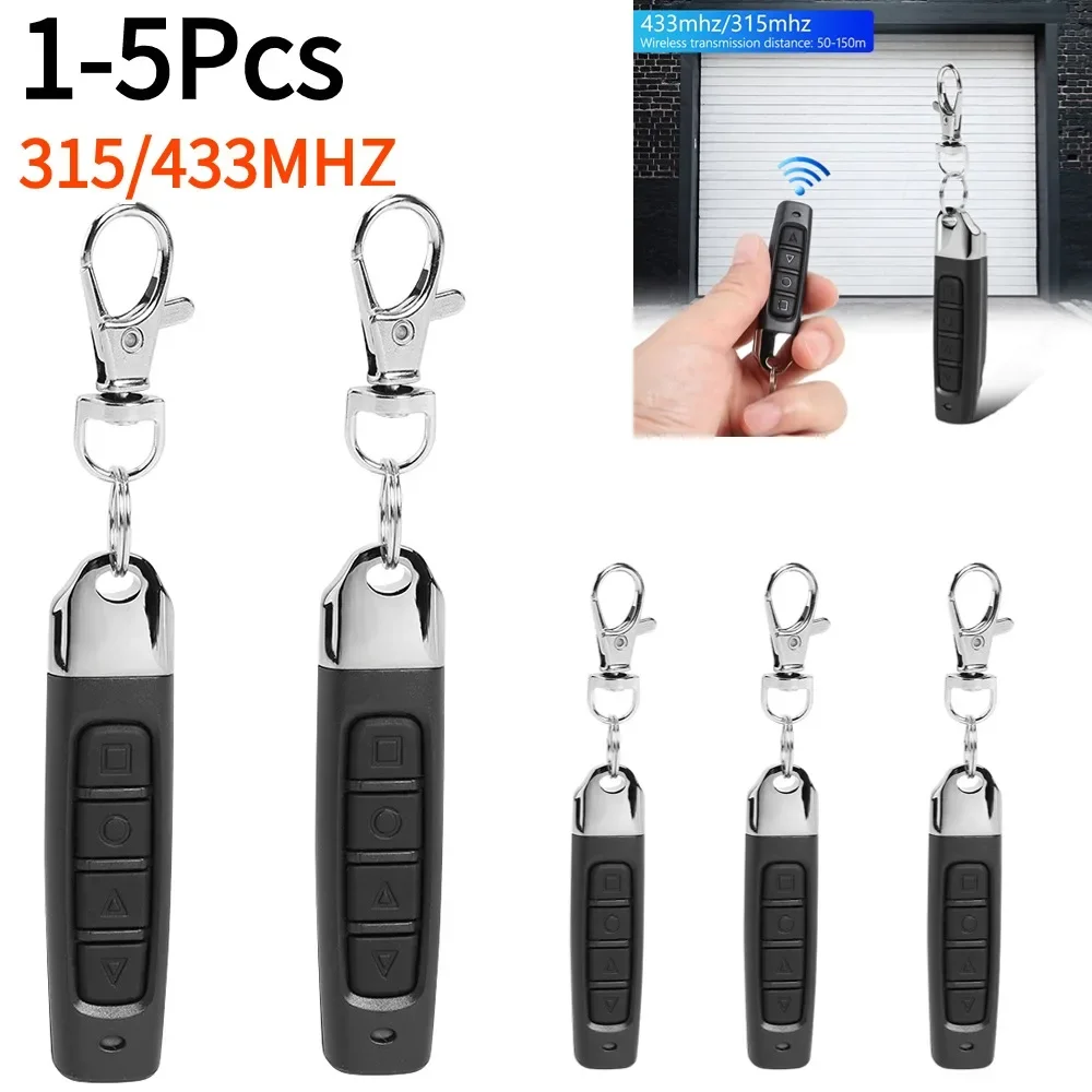 1/5Pcs Remote Control 433MHz Car Key Garage Door Gate Opener Remote Control Duplicator Clone Cloning Code 4-Button Transmitter