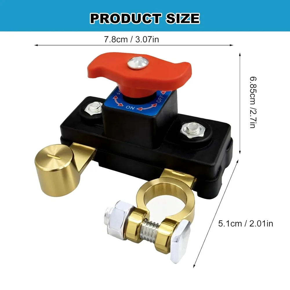 Car Battery Pure Copper Smart Power Cut-Off Switch, High Conductivity Disconnect for Car Truck Boat RV Supplies
