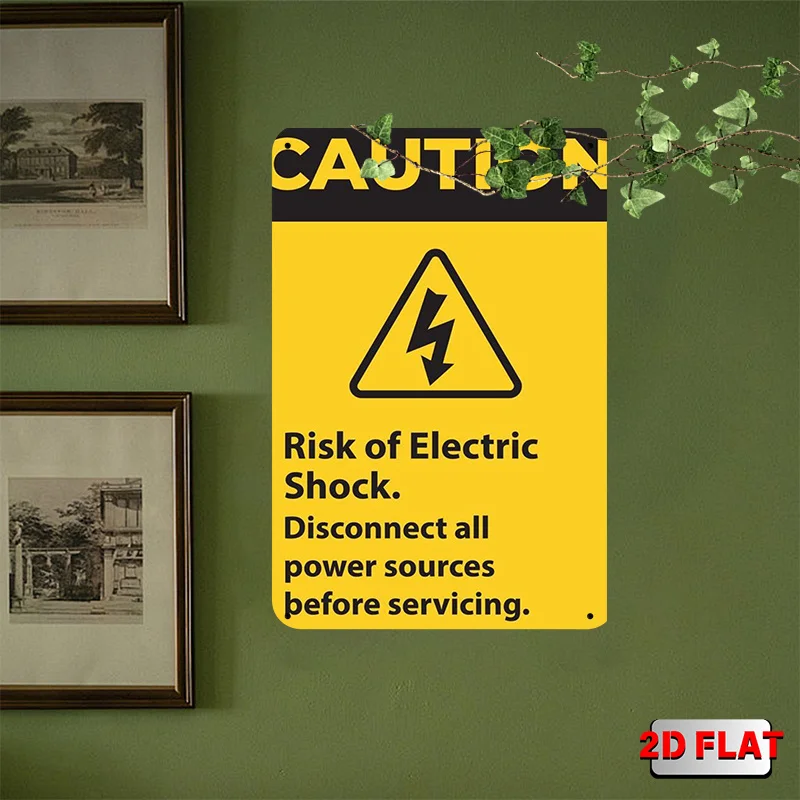 CIFBUY Vintage 2D Flat Metal Sign Danger Electric Shock Warning Aluminum Wall Art 8x12 Inch Waterproof Durable for Man Cave Gara