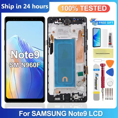 TFT For Samsung Galaxy Note9 N960F N960F/DS N960U LCD Display Digital Touch Screen With Frame For Samsung Note 9 LCD Assembly
