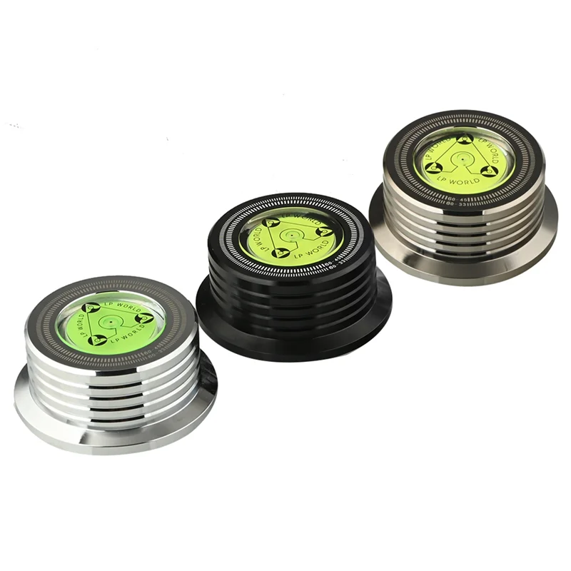 ABSQ-Universal 60Hz LP Vinyl Record Player Disc Turntable Stabilizer with Level Aluminum Alloy Weight Clamp Black