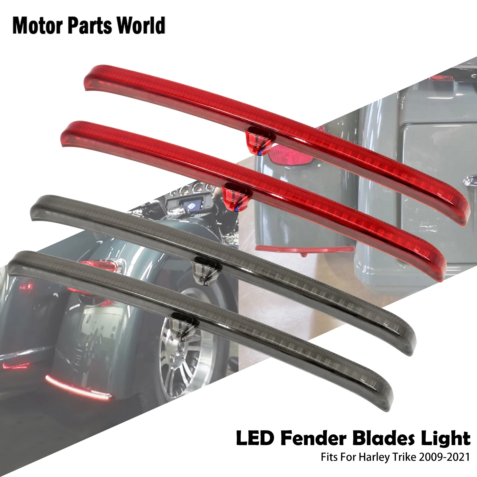 

2pcs/set Motorcycle LED Fender Blades Light Turn Signal Lamp For Harley Touring Tri Glide Ultra Classic Street Glide 2009-2025