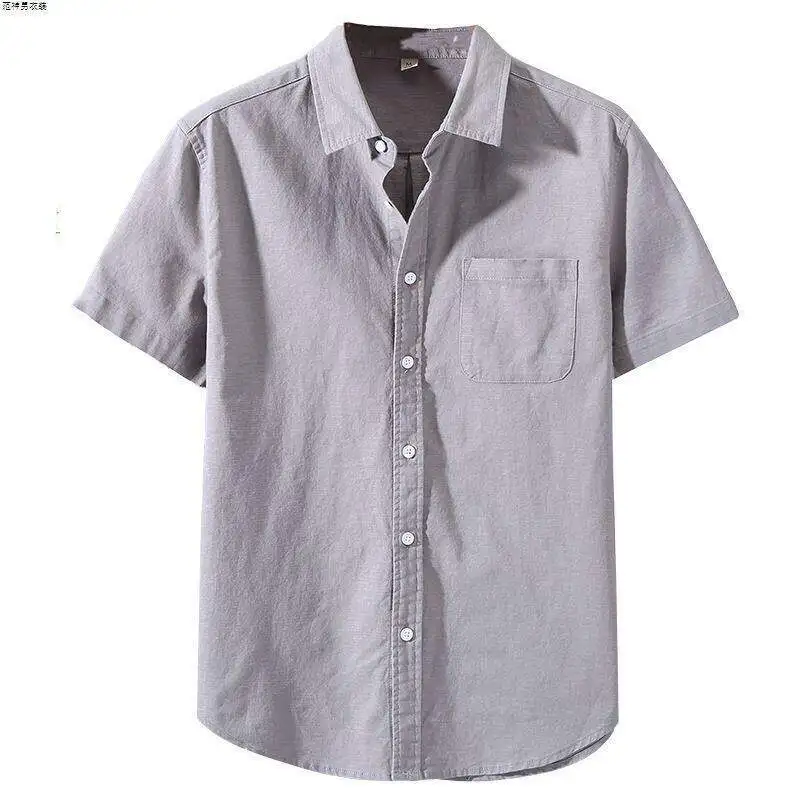 

Trendy Men's Summer Thin Loose Casual Cotton Linen Short Sleeve Shirt Stylish Handsome Linen Cotton Top Comfortable Breathable