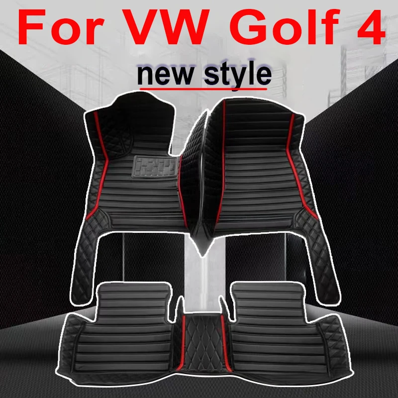 Custom Automotive Car Floor Mats For VW Golf 4 1999 2000 2001 2002 2003 Auto Luxury Leather Men Women Car Mats Full Coverage