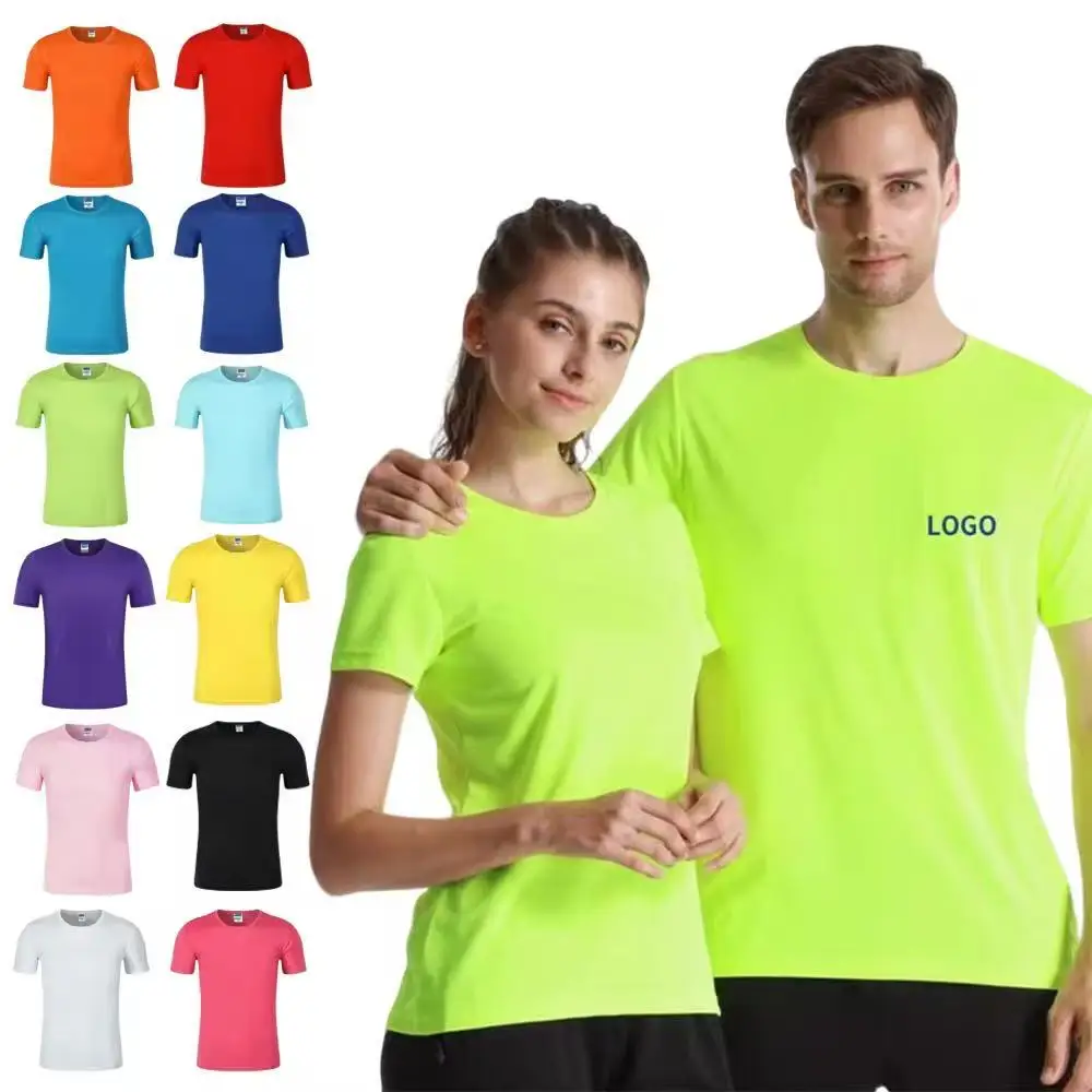 Men's and Women's Outdoor Sports Quick-Dry Round-neck Short-sleeved T-shirt 100% Polyester Casual Breathable Customized Logo