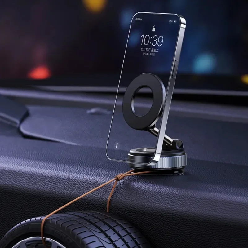 Magnetic Vacuum Phone Holder Car Mount Vacuum Adsorption Car Phone Mount Foldable Car Navigation Holder for Gym Bath Shower