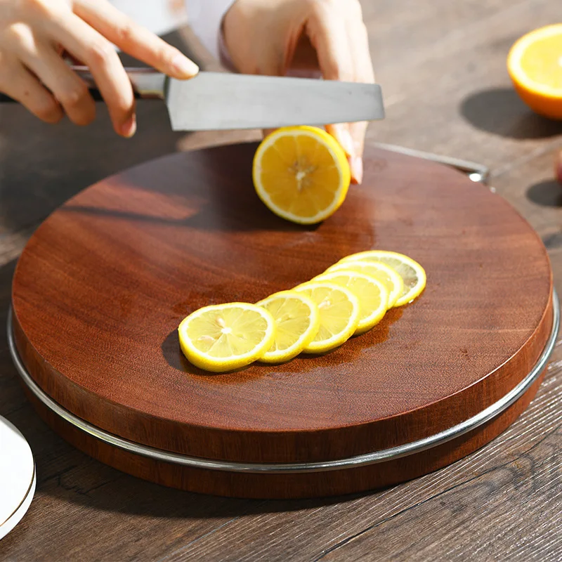 Household cutting board whole wood thick round cutting board kitchen cutting board iron wood cutting board log solid wood