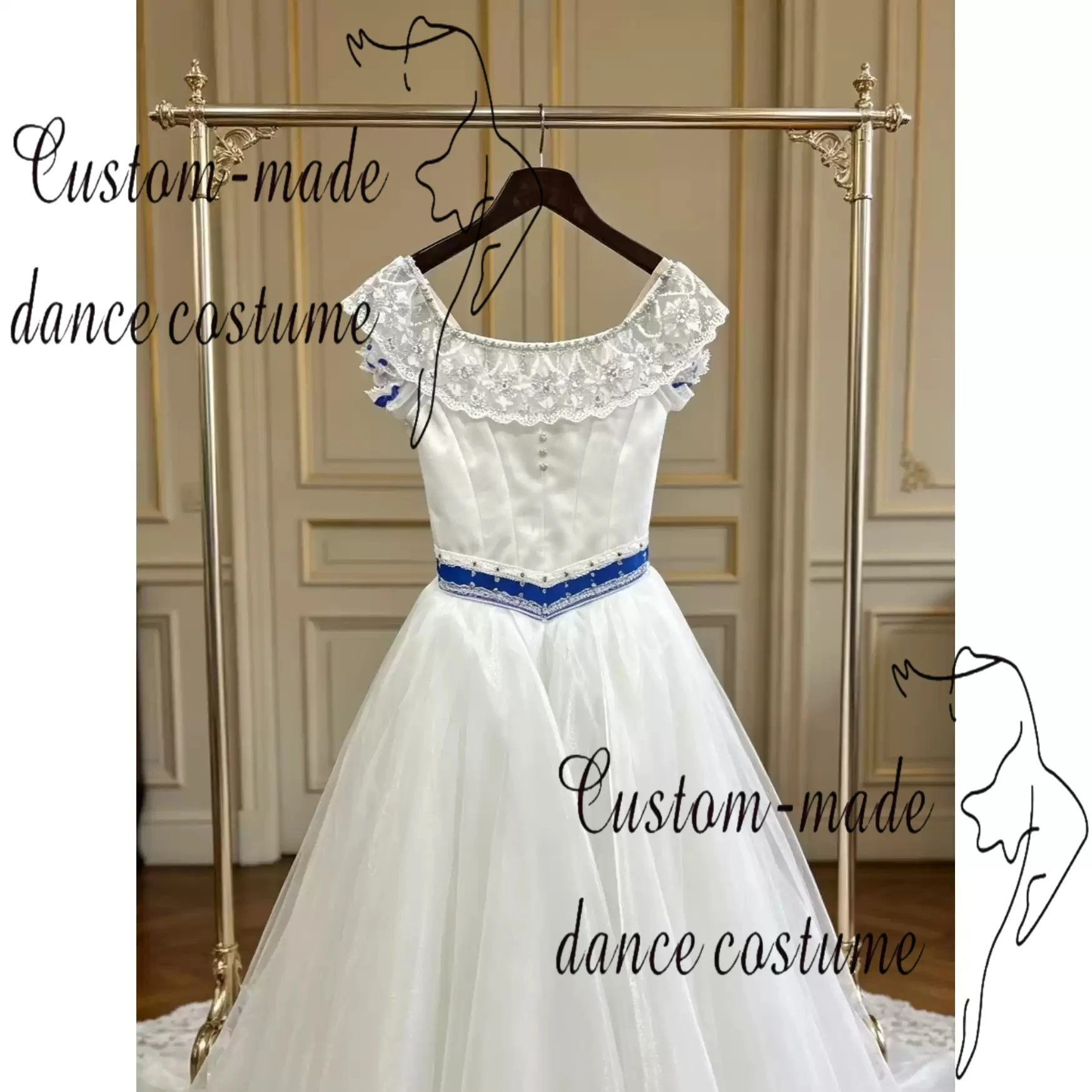 Graduation party ballet gown, long gauze skirt, performance costume customization