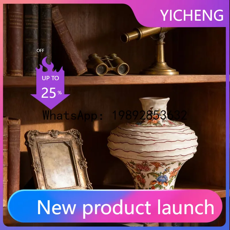 

HP medieval ceramic vase flower arrangement high-end sense, wabi sandy wind new Chinese-style homestay villa