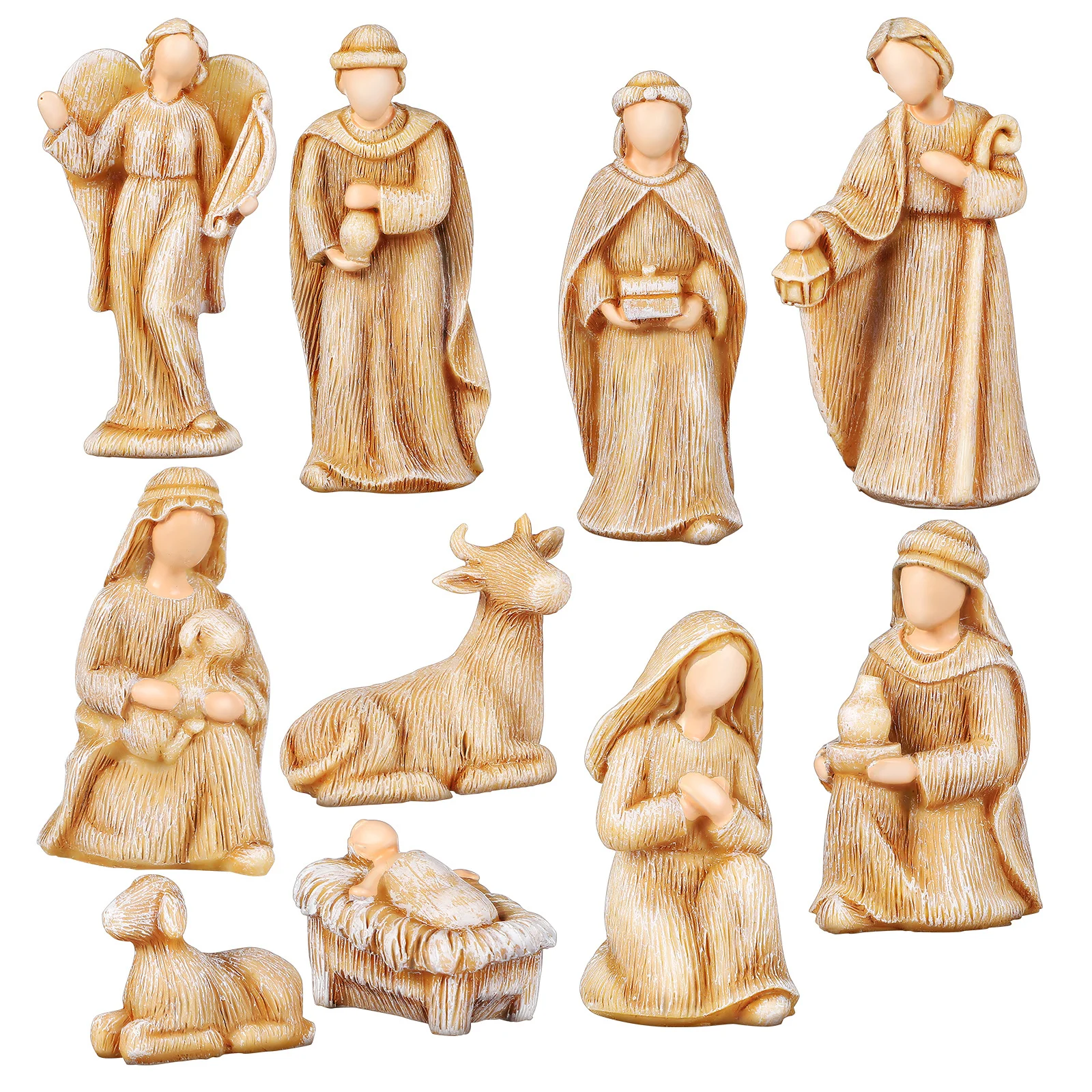 

1 set 1 Set Resin Birth Of Jesus Statues Small Nativity Figurines For Desktop Table Home Church Christmas Decorations